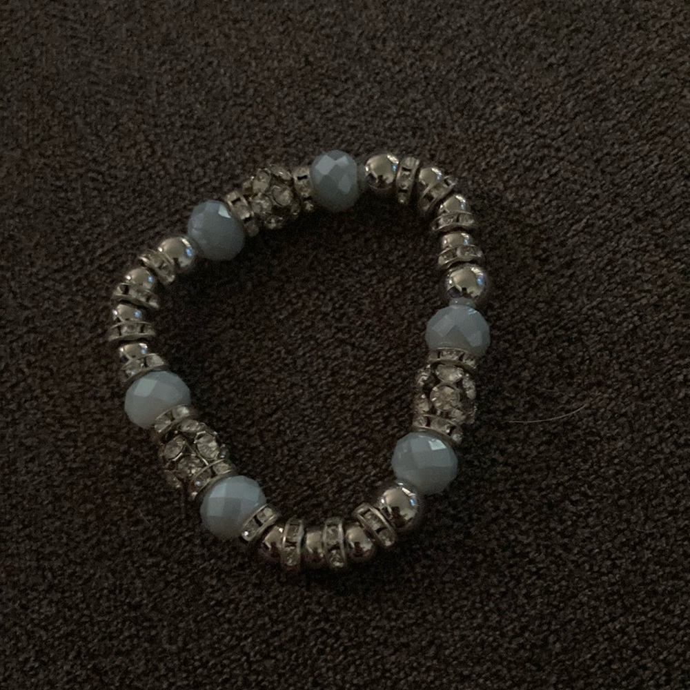 Elegant Silver and Blue Beaded Bracelet